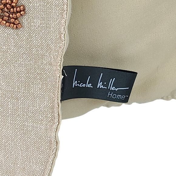 Nicole Miller beaded sequined linen look fall table runner 13.5 x 68 - Picture 7 of 10